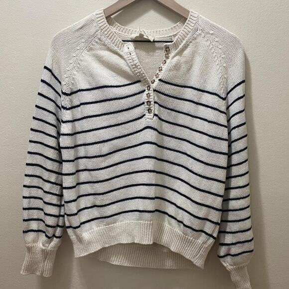 Sezane Leontine Jumper - S - Ecru / Navy - Picture 8 of 8